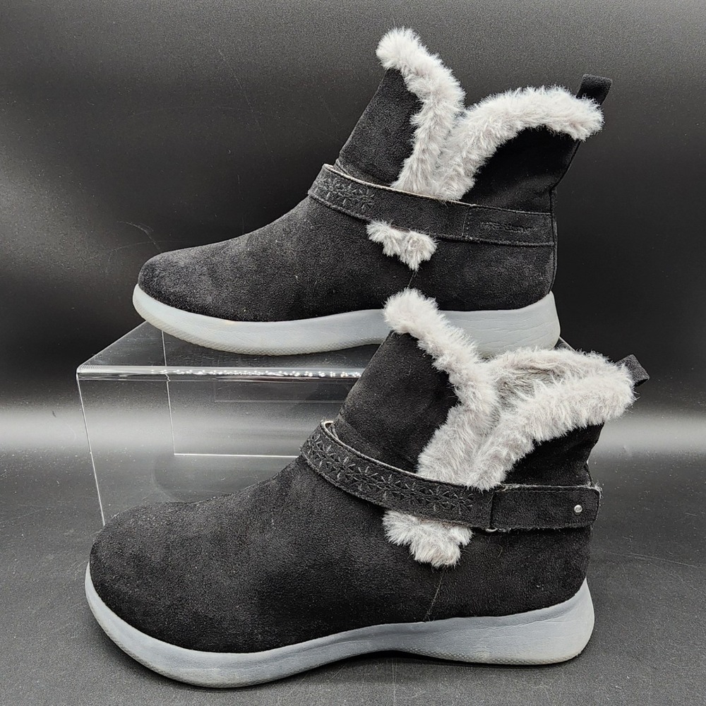 JBU Jambu 9 Black Nomadic Faux Fur Trim Ankle Bootie Memory Foam Winter Cozy